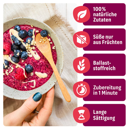 Benjamin Blaubeer Smoothie Bowl mit Blaubeeren und Produktvorteilen