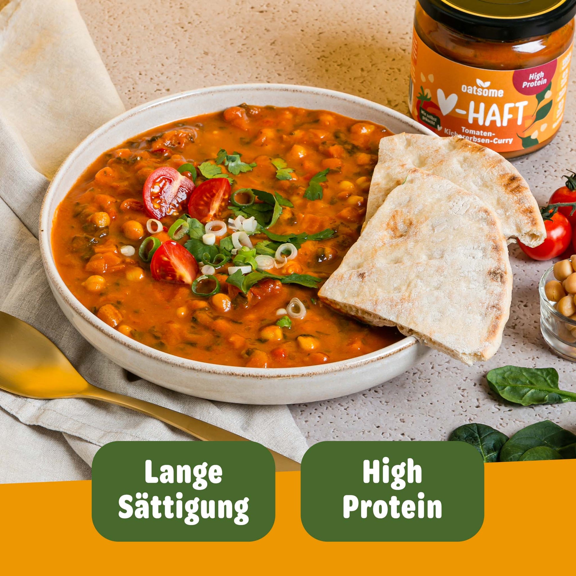 Zubereitetes Herzhaft Glas - Kichererbsen-Curry-Bowl