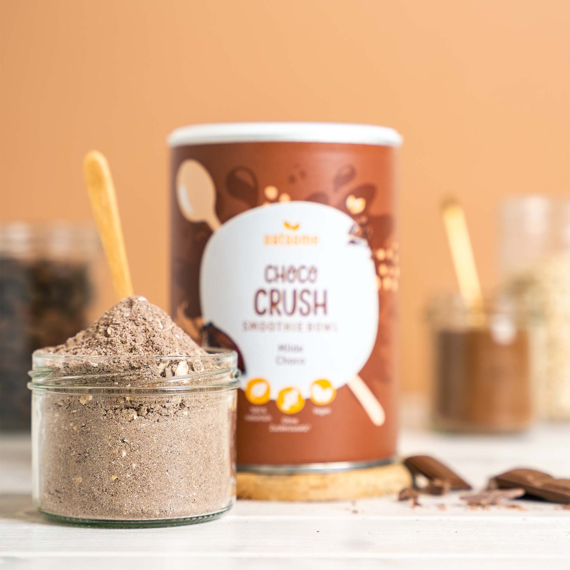 Choco Crush Produktfoto mit sichtbarem Pulver