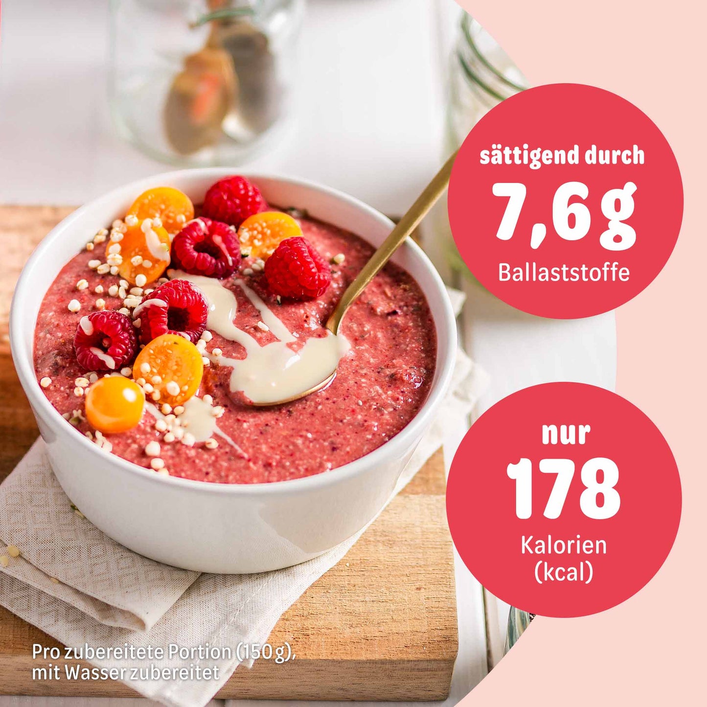 Vorteile - Ballaststoffreich & nur 178 Kalorien pro Portion